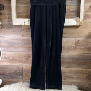 Three Hearts Ladies Velour Elastic Waist Band Black Pants, Size Small